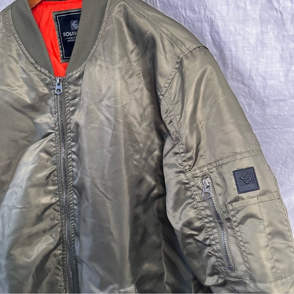Vintage South Pole Bomber Jacket Mens L Large Green Coat Quilted Lined 90s Y2K - Picture 7 of 16